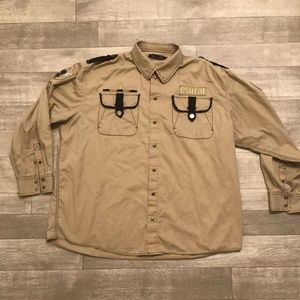 Coogi Military Style Button Down Shirt Mens Sz 3XL
